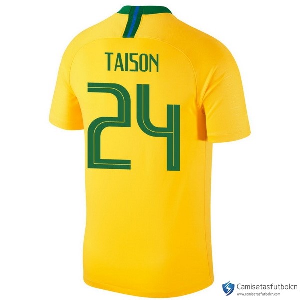 Camiseta Seleccion Brasil Primera equipo Taison 2018 Amarillo